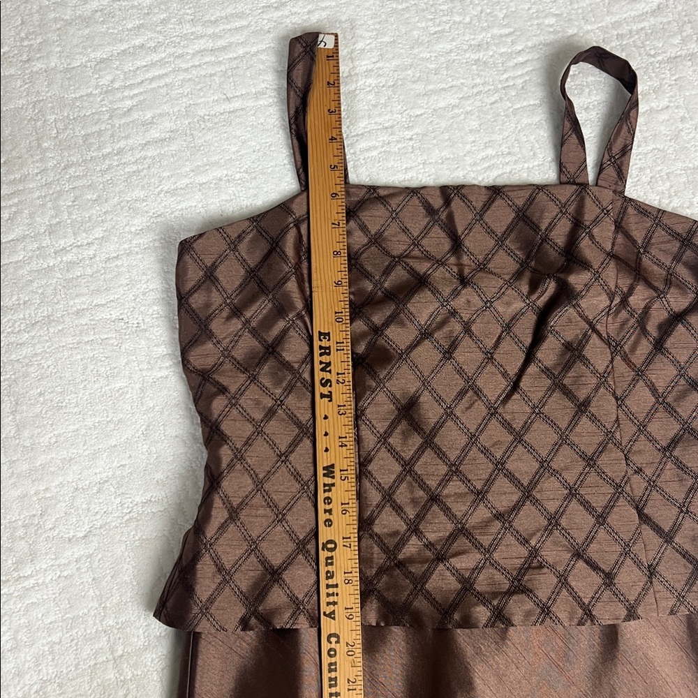Jessica Howard brown floor-length evening dress shoulder straps flare skirt 14 - Picture 10 of 15